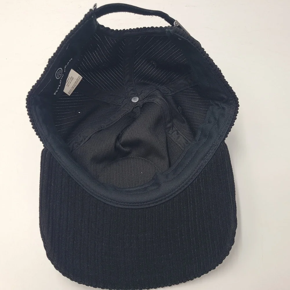 Flylow Gear Hat Strapback Black White Corduroy Patch Logo Ski Outdoors Snow Men